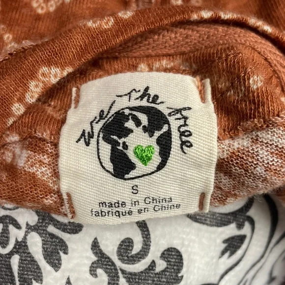 NWT Small Free People Bali Backpacker Tee Rust Combo - Picture 10 of 12